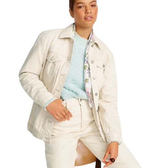 J. Crew Jackets & Blazers - J. Crew Relaxed Denim Jacket Ecru Size L